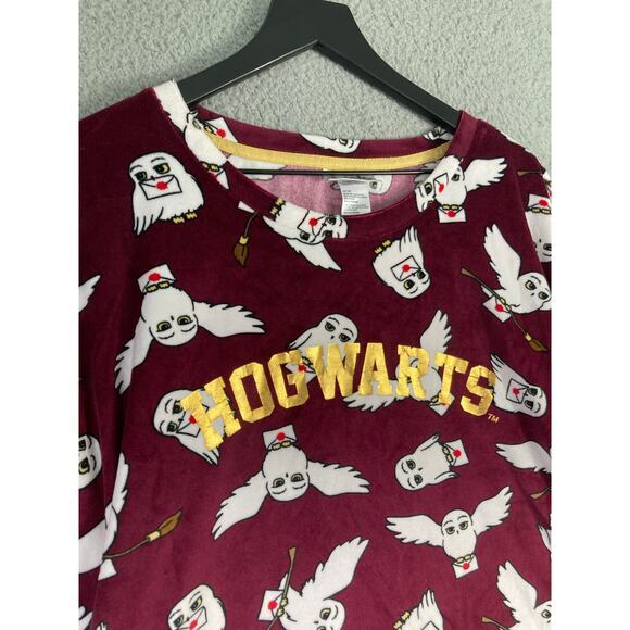 Harry Potter Hogwarts Hedwig Pajama Top 2X Burgundy Sleepwear - Picture 4 of 7